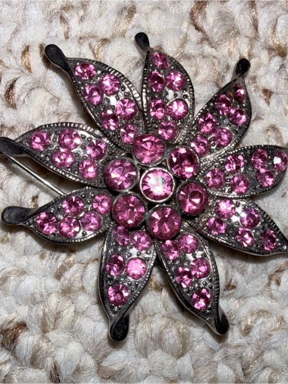 Pink Crystal Flower Brooch